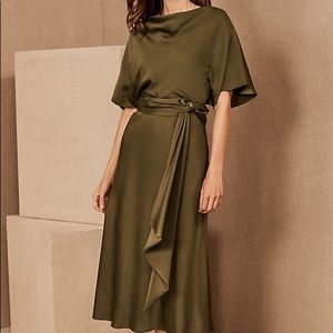 NEW BHLDN Anthropologie Olmstead Olive Green Formal Cowl Neck Dress